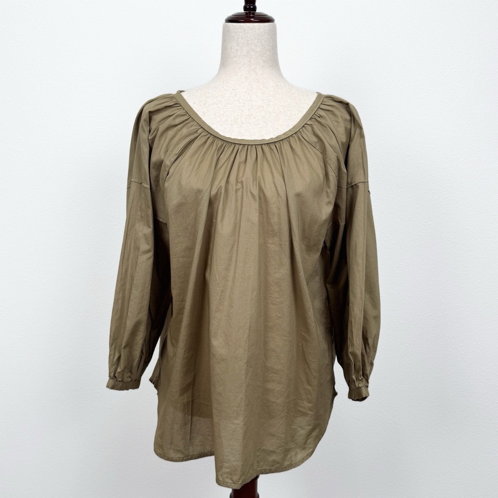 NEW Everlane Top Womens 4 Olive‎ Green 100% Cotton Neutral Minimalist Breathable